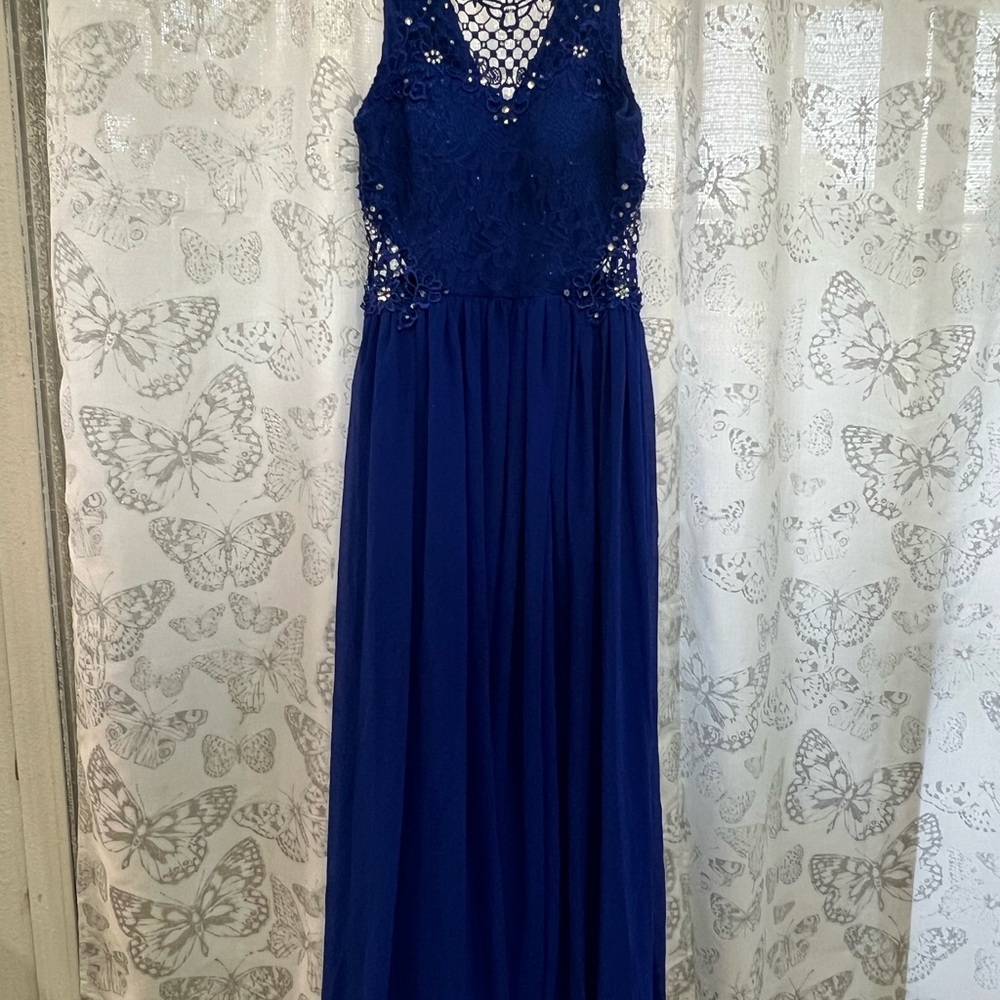 City Studio Royal Blue Lace Prom Dress - Picture 2 of 2